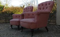 Howard and Sons button back antique armchairs2.jpg
